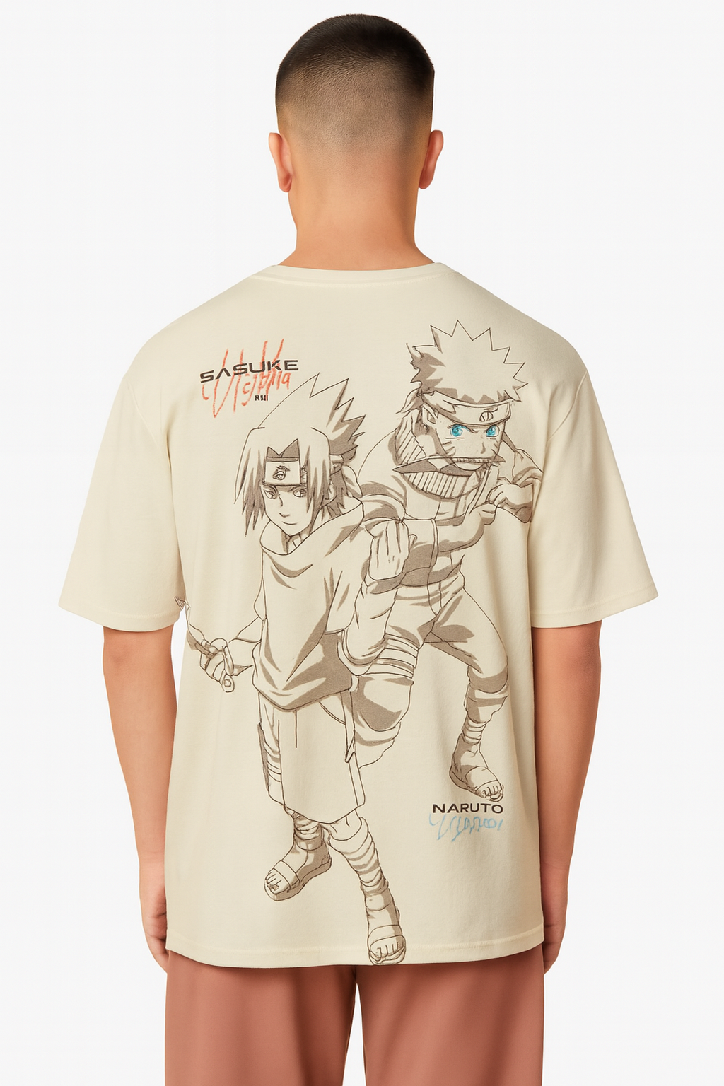 Off White, White backprint t-shirt for men - Sasuke - MavinClub