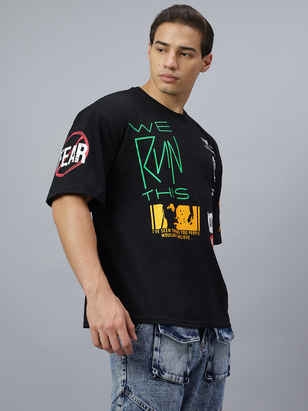 Oversized black t-shirt for men - MavinClub