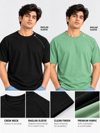 Crazybee || Pack of 2 -Raglan - Black + Pista