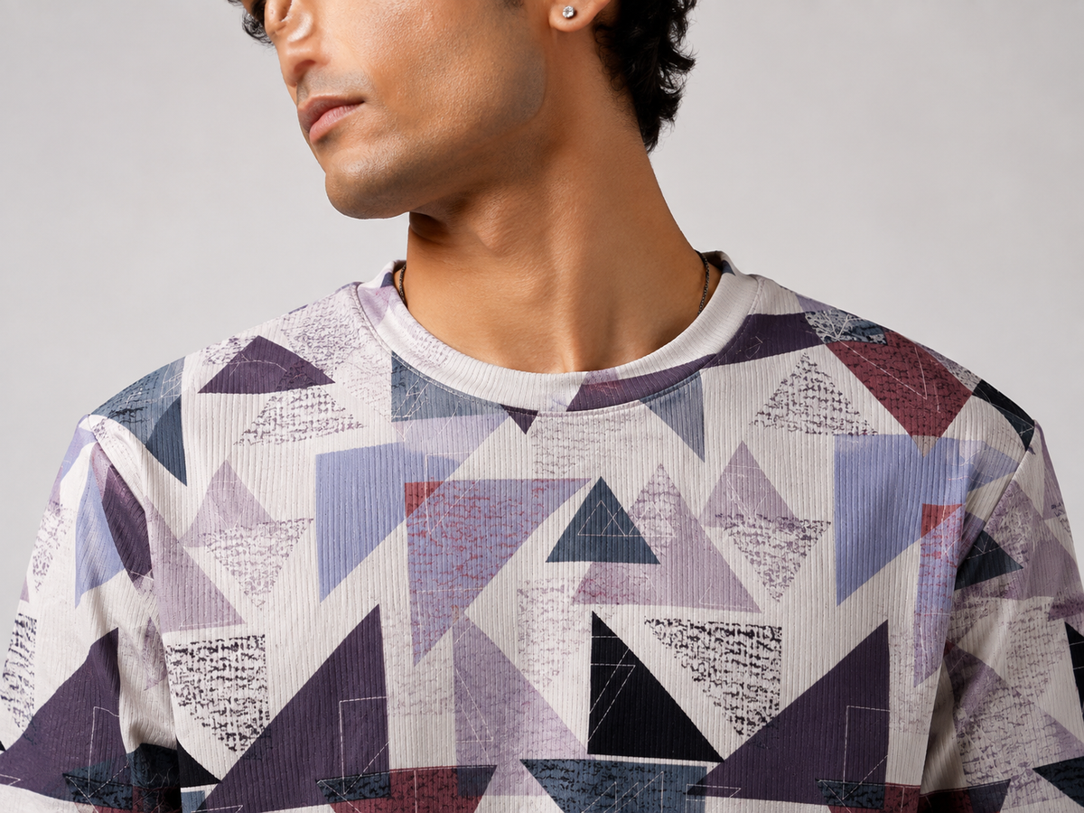 PO2 Cotton Rib <> Triangles + Brown Flame