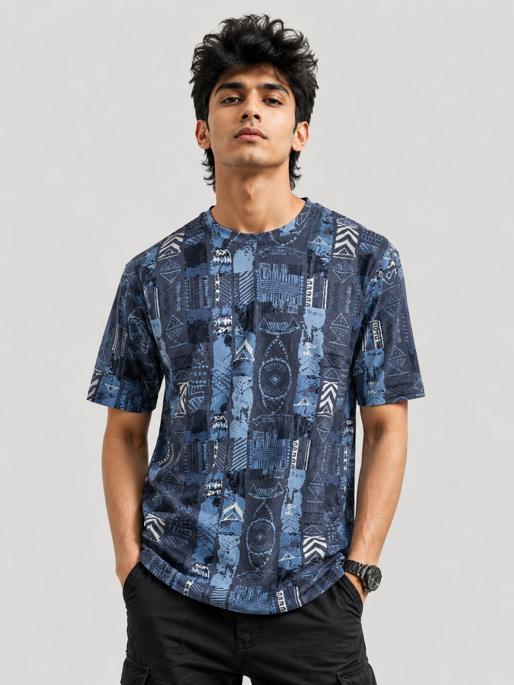 PO2 Cotton Rib <> Blue Tribal + Blue Tie-Dye