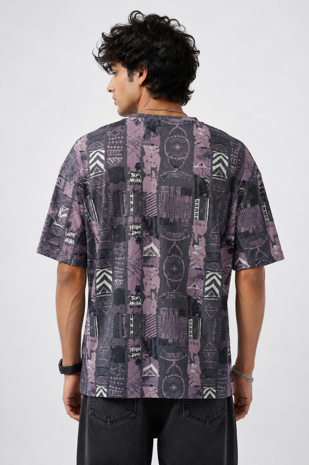 PO2 Cotton Rib <> Purple Tribal Print + Pink Retro Blocks