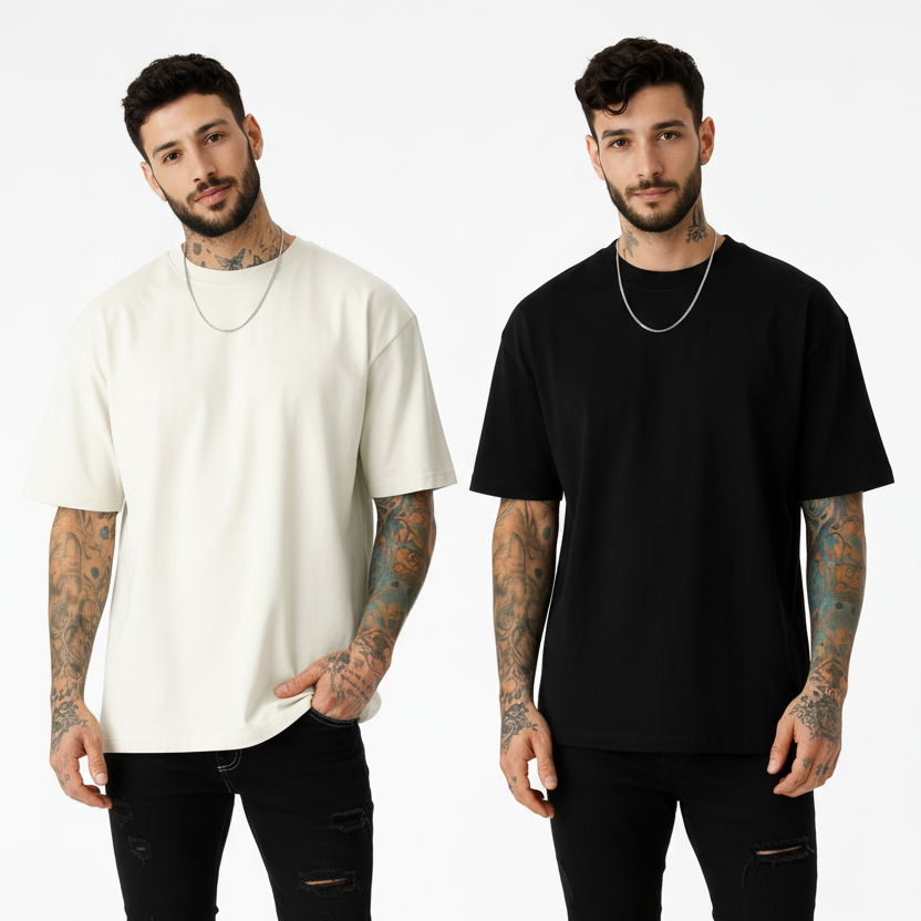 Pack of 2 Off White, Black, White t-shirts combo for men - MavinClub