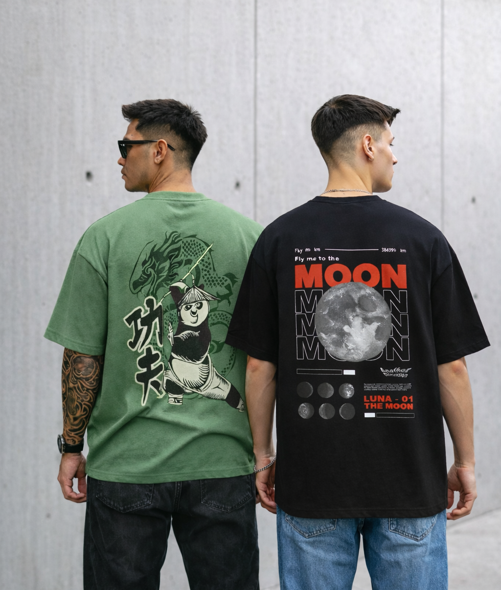Pack of 2 Tshirts- (Pis-Panda & Moon Nasa)-Deal