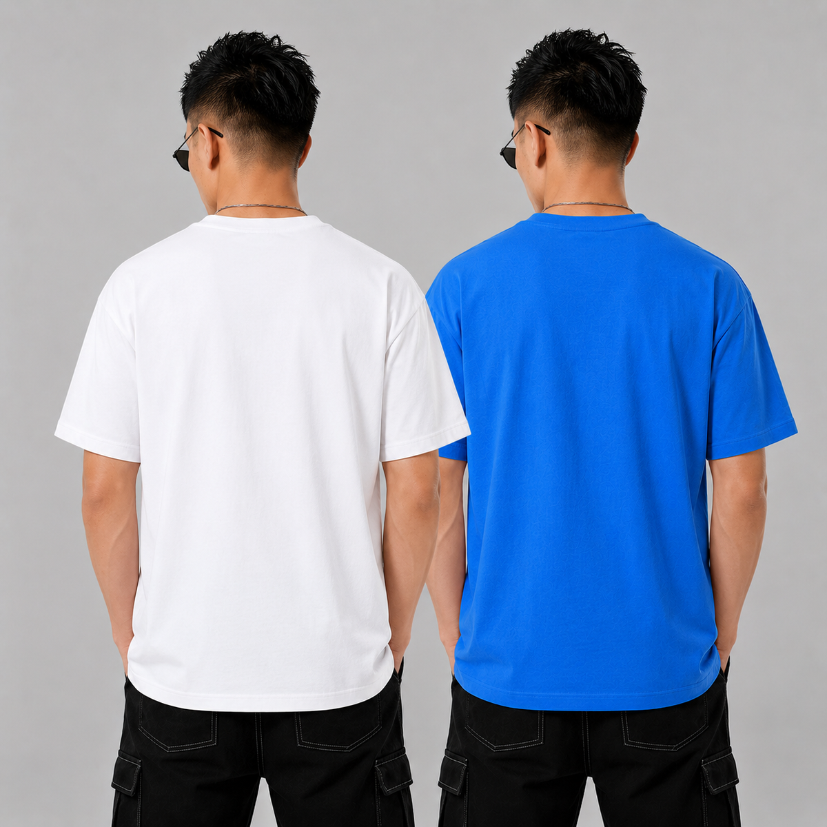 pack of 2 Solid T-shirt- White & Blue