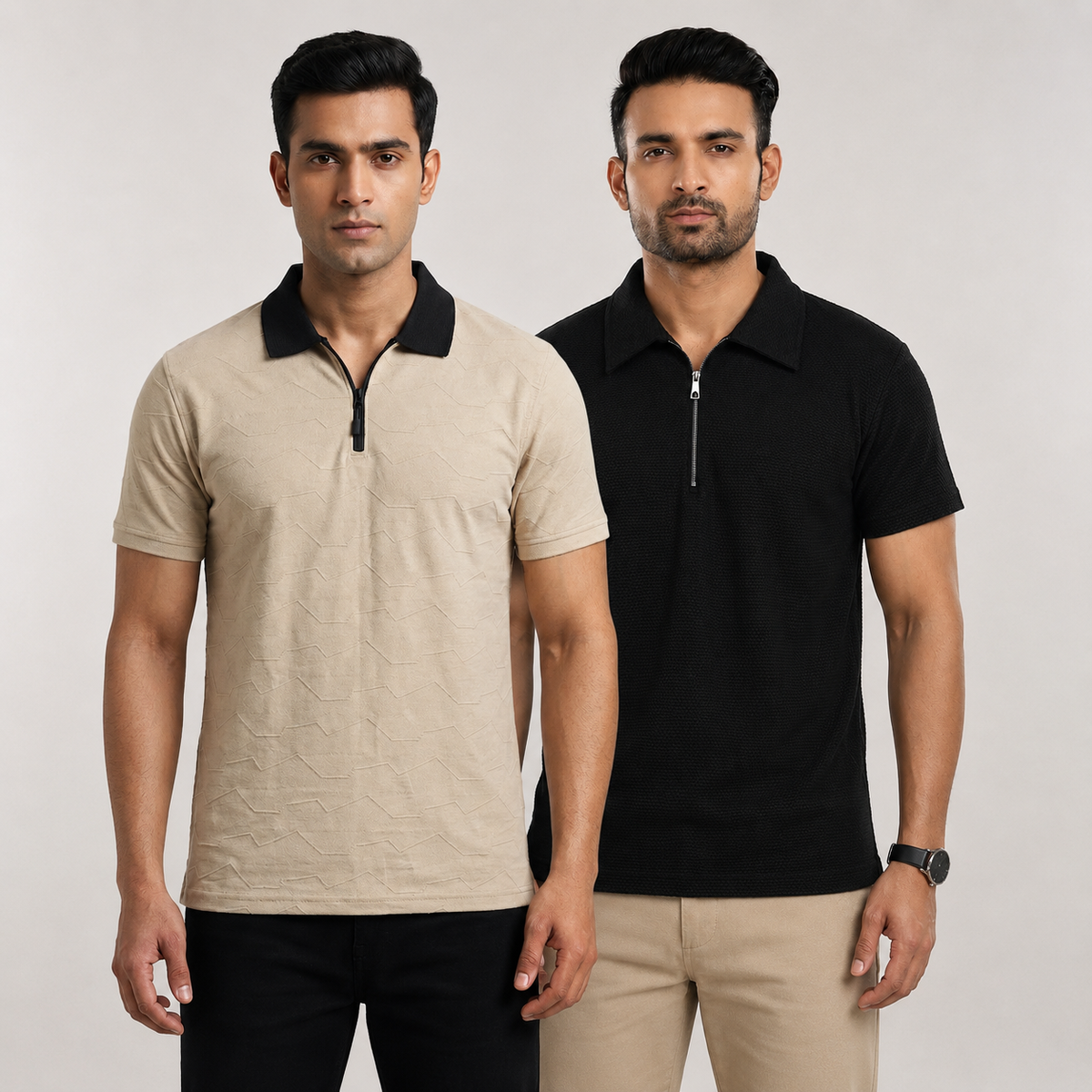 Pack of 2 polo (Citizen Offwhite/Blk  & Black Popcorn) - Deal