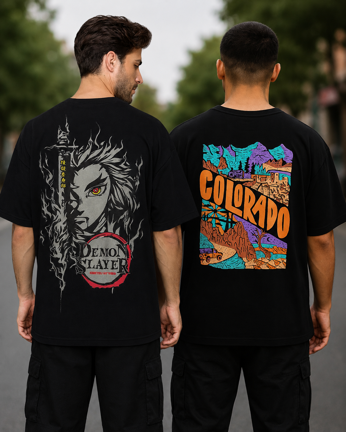 pack of 2 Tshirt - Blk Colorado & BLK Demon Slayer