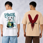 Pack of 2 Tshirts -( Wht_Panda & Beige Paradise )-Deal
