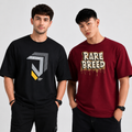 Pack of 2 Tshirts (Blk_Casual & Rare Breed) - Deal