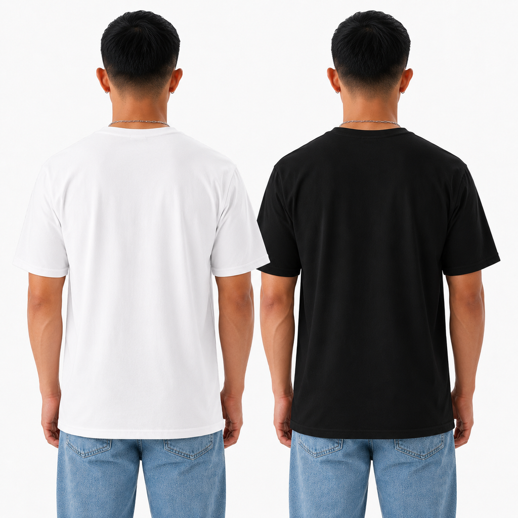 Pack of 2 Solid Tshirt (White & Black)