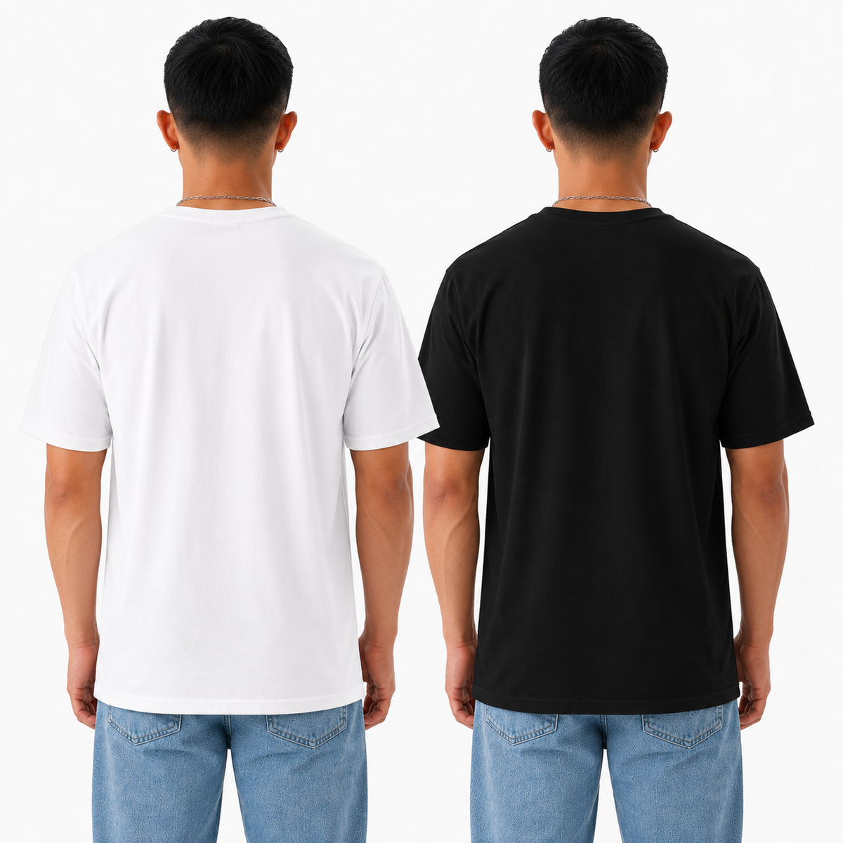 Pack of 2 Solid Tshirt (White & Black)