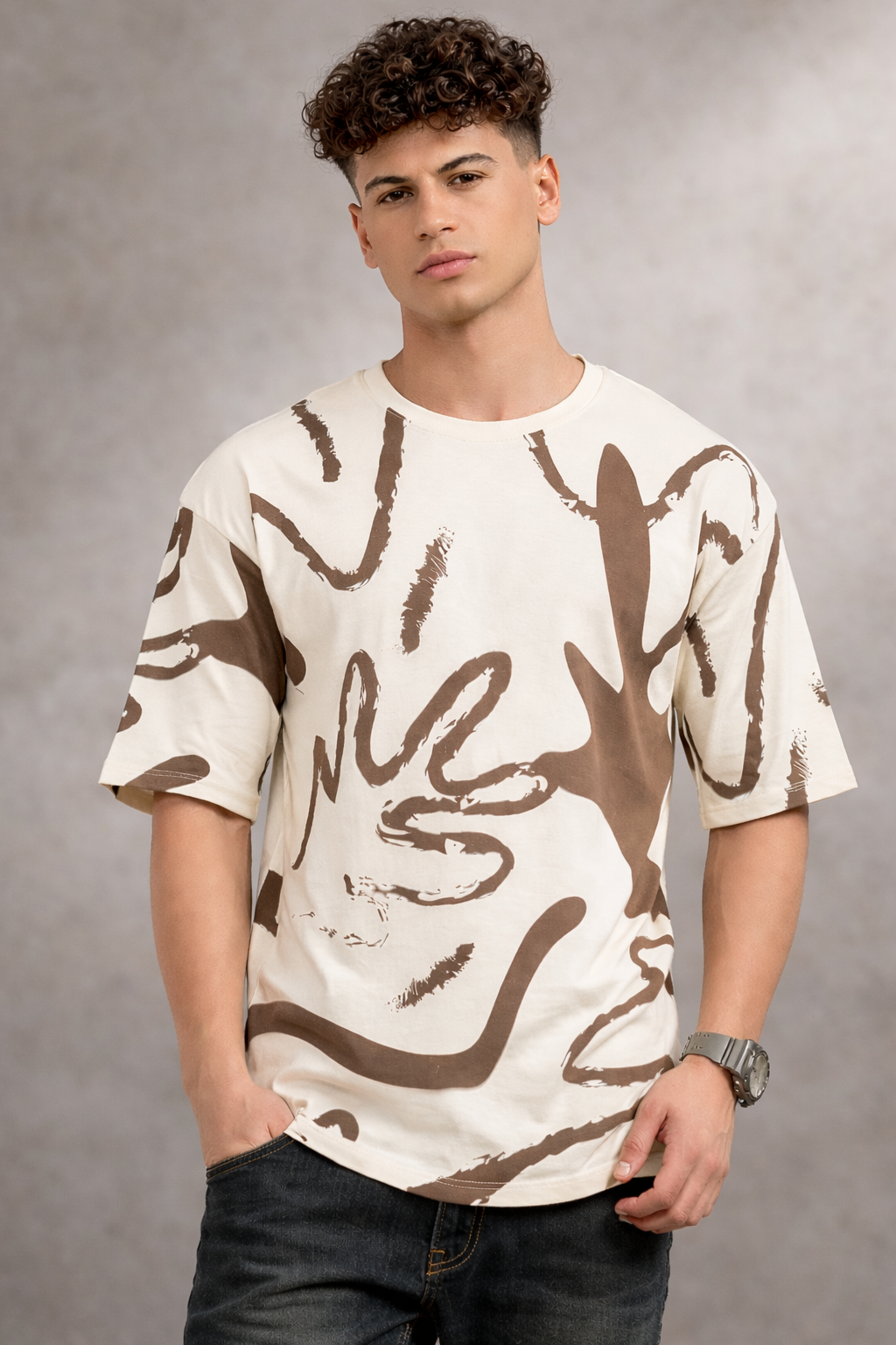 White, Brown t-shirt for men - MavinClub Crazybee
