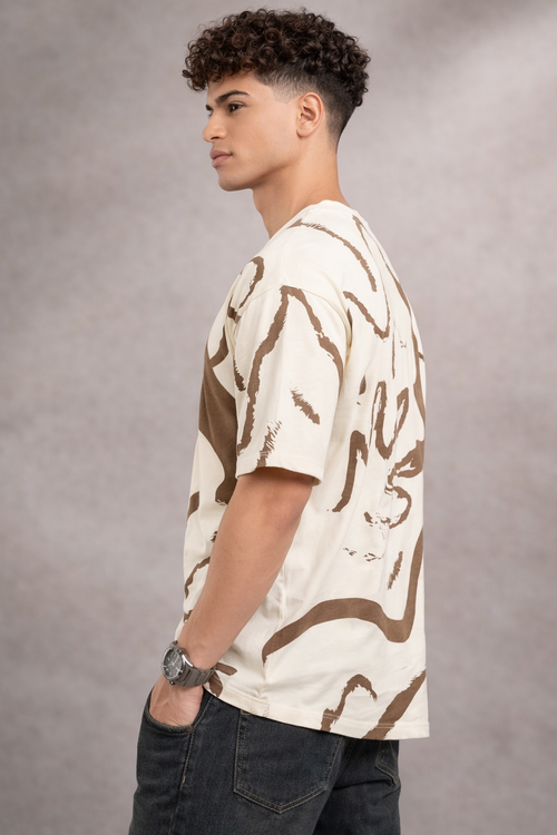 White, Brown t-shirt for men - MavinClub Crazybee