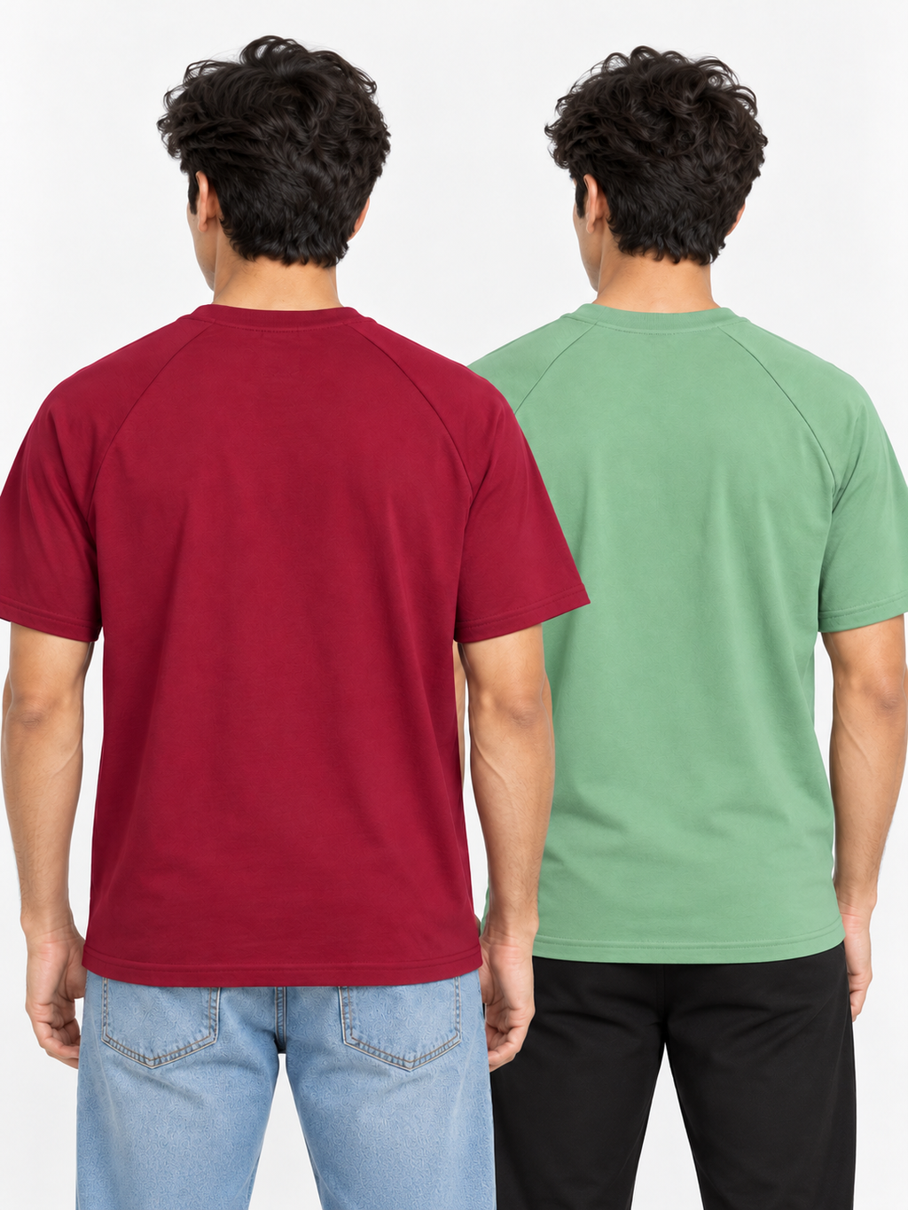 CRAZYBEE || Pack of 2- RAGLAN- Maroon & Pista ranglan