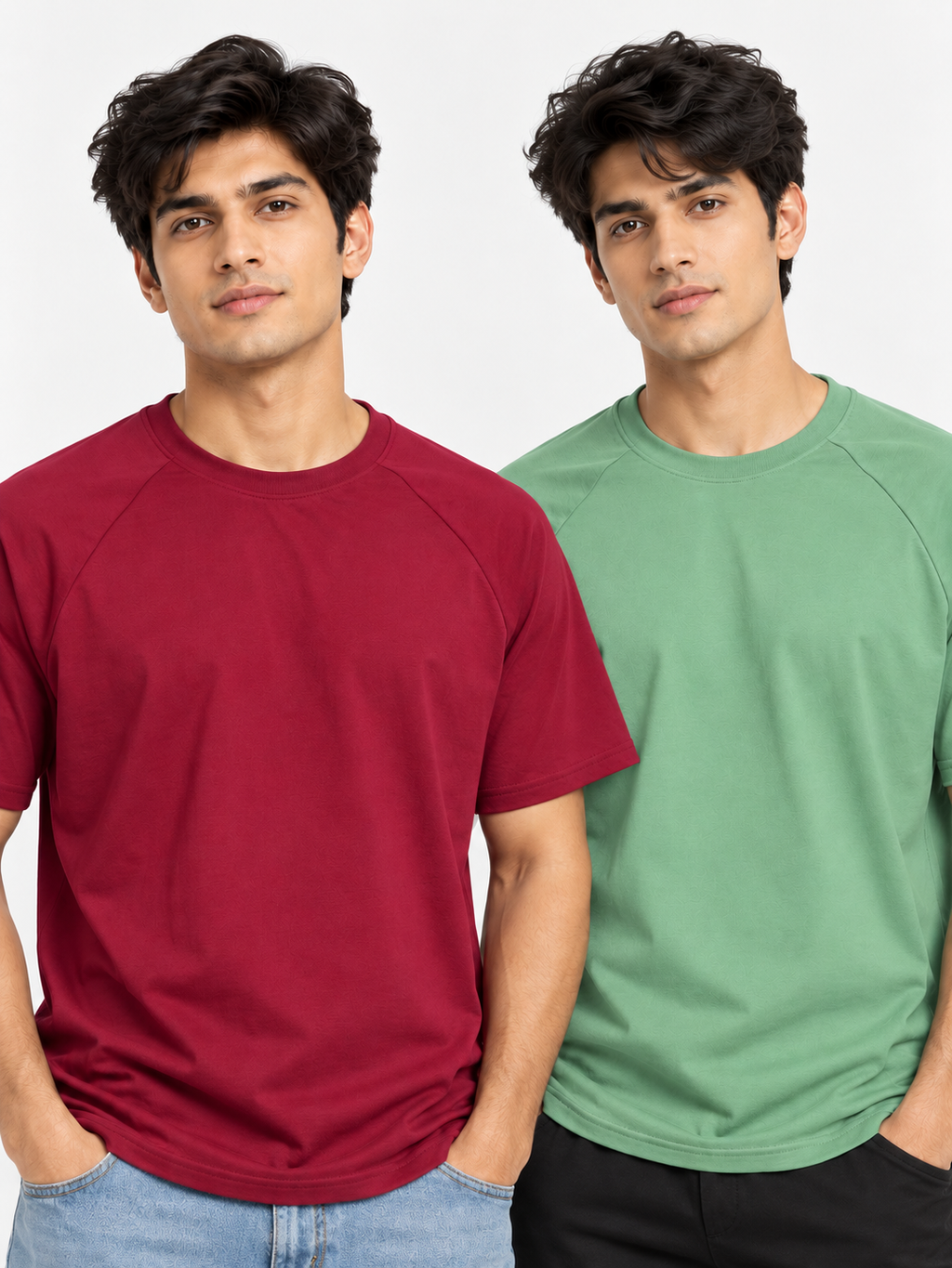 CRAZYBEE || Pack of 2- RAGLAN- Maroon & Pista ranglan