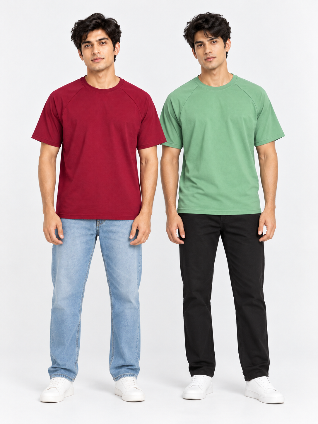 CRAZYBEE || Pack of 2- RAGLAN- Maroon & Pista ranglan