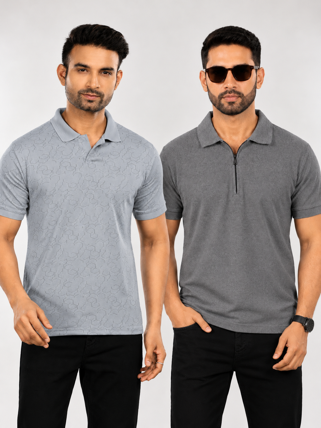 Crazybee || Pack of 2 POLO - Grey_HEX & Zip_DarkGrey