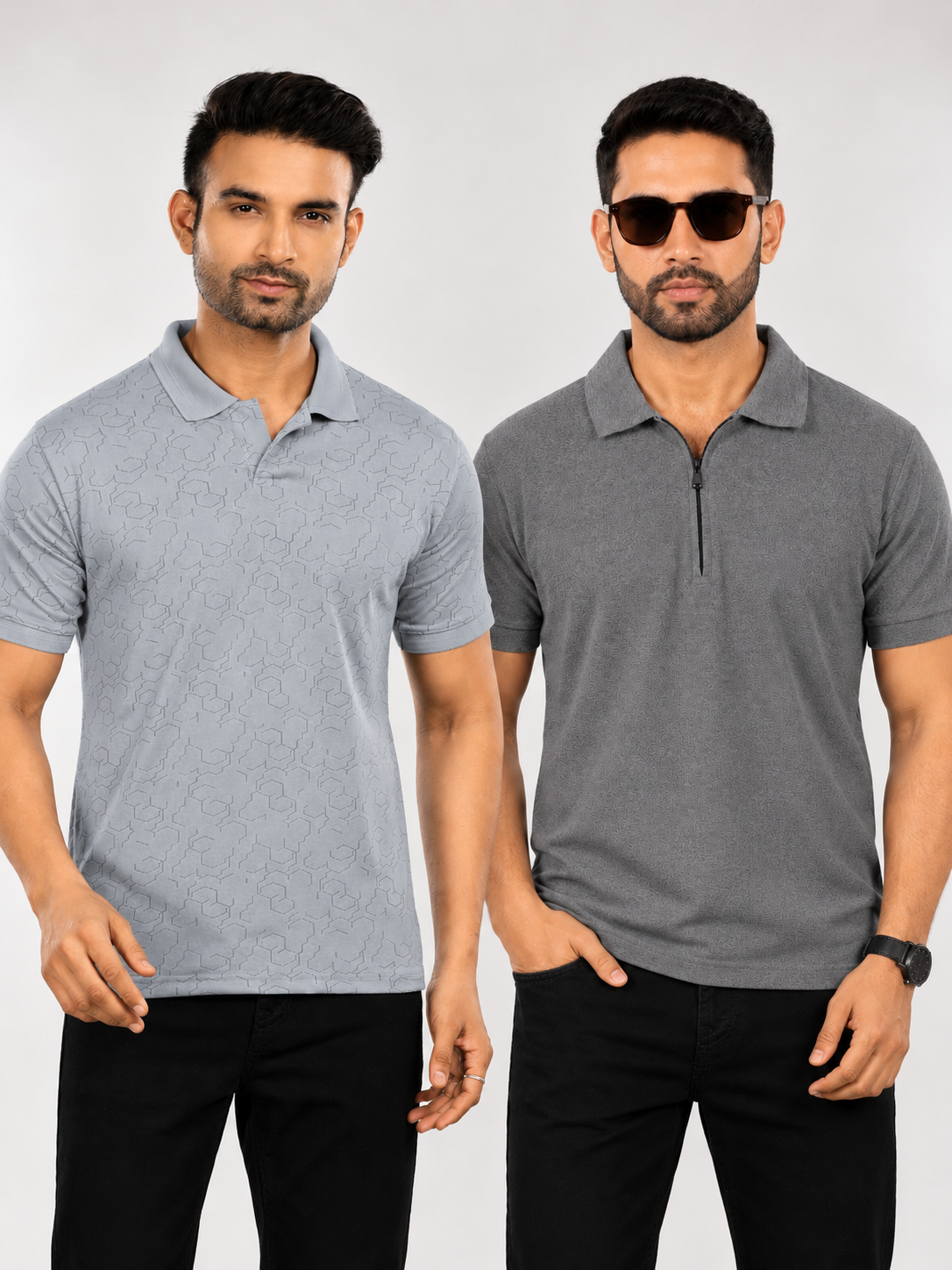 Crazybee || Pack of 2 POLO - Grey_HEX & Zip_DarkGrey