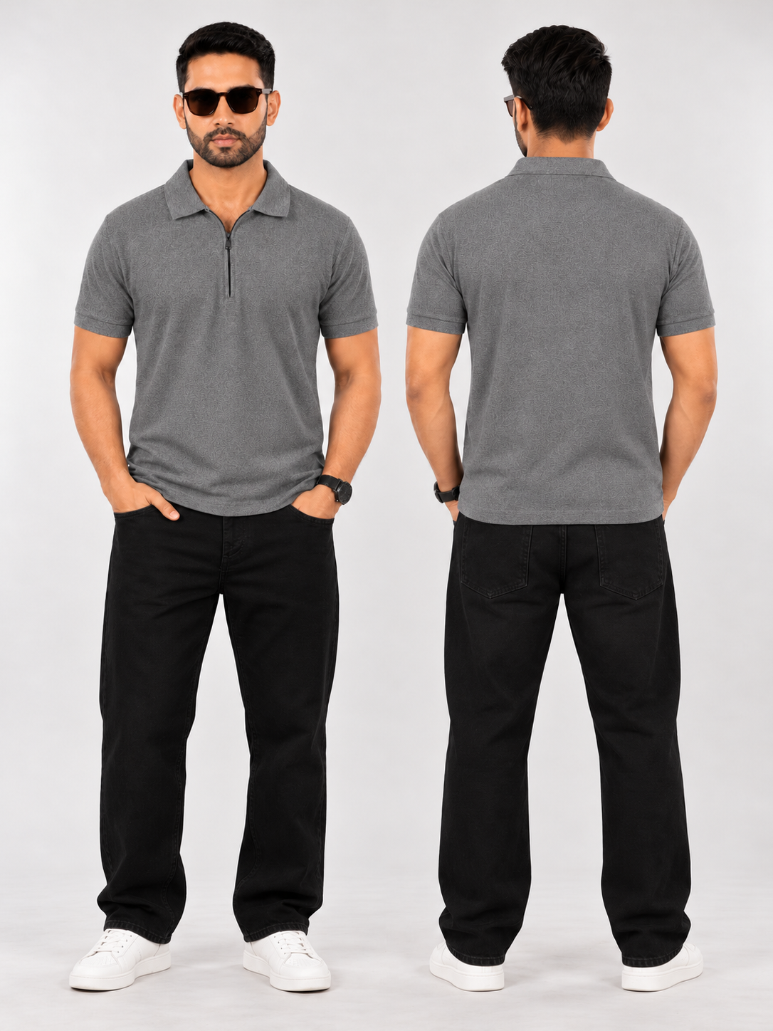 Crazybee || Pack of 2 POLO - Grey_HEX & Zip_DarkGrey