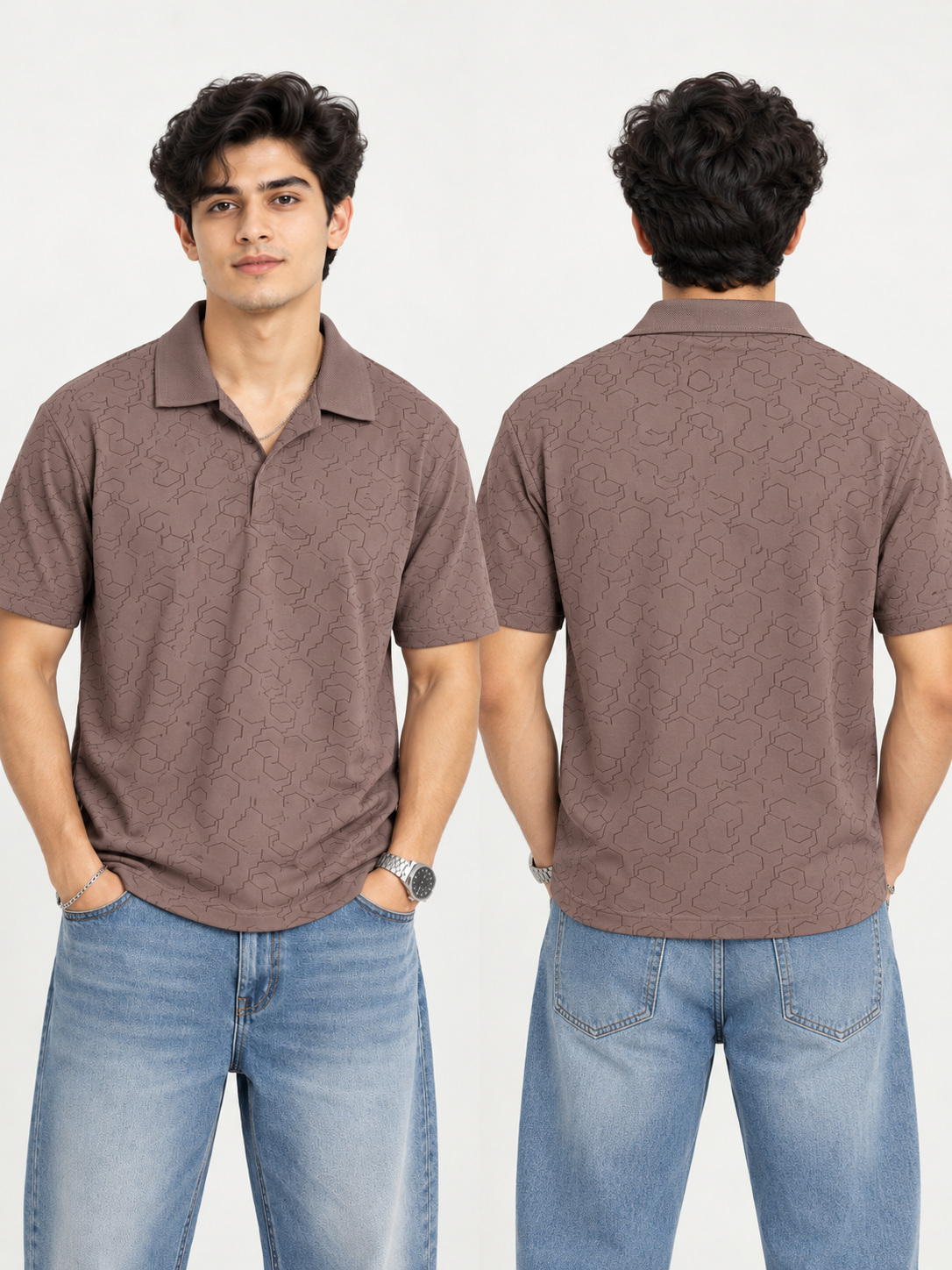 Crazybee || Pack Of 2 POLO- Hex-Brown & Hex-Grey