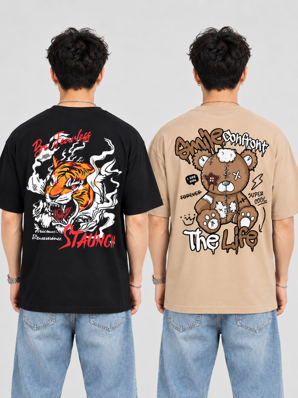 CRAZYBEE || Pack of 2 - Blk-Fearless & Bei_Smile-Deal