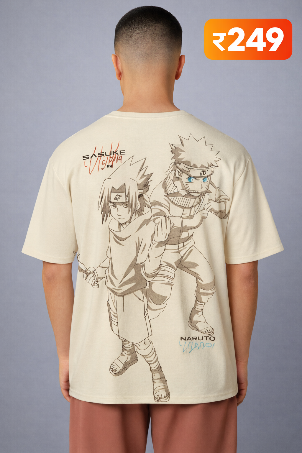 Off White, White backprint t-shirt for men - Sasuke - MavinClub