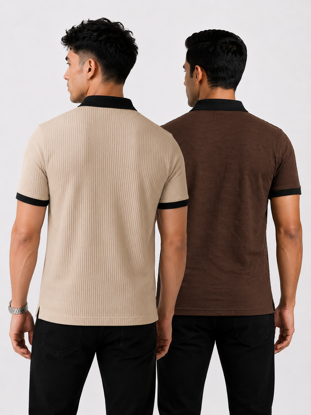 Pack of 2 polo (RIb Offwhite/Blk && Citizen Brown/BLK ) - Deal
