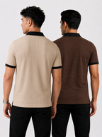Pack of 2 polo (RIb Offwhite/Blk && Citizen Brown/BLK ) - Deal