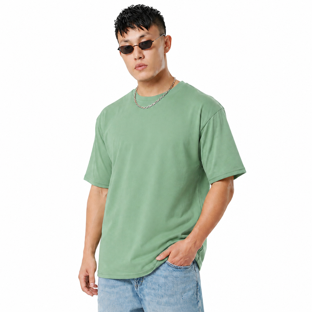 Pack of 2 Plain Tshirt (Pista + Black)