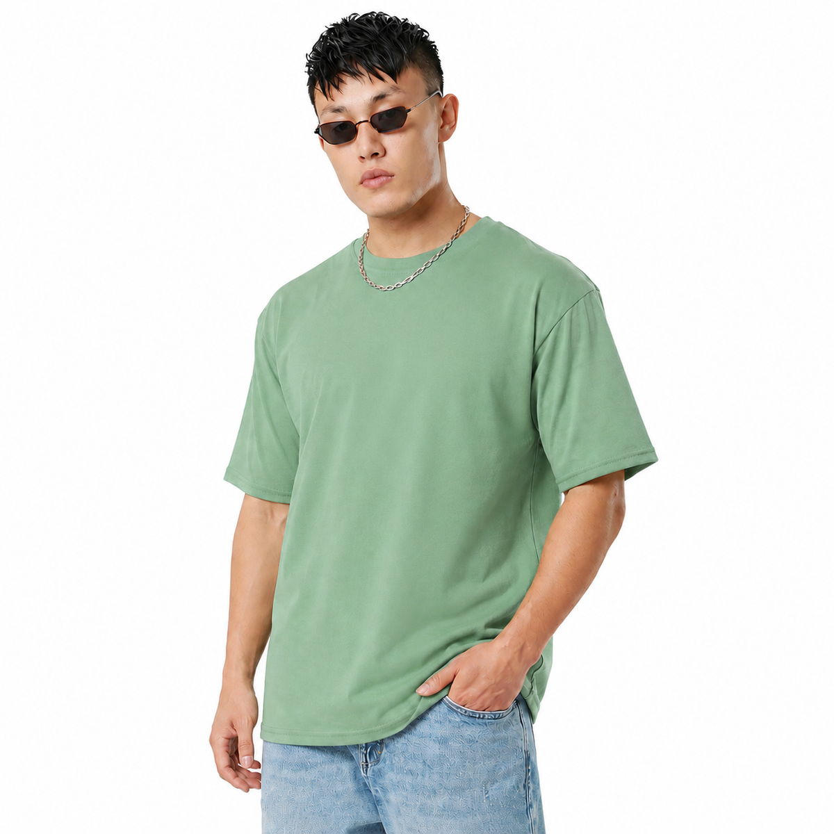 Pack of 2 Plain Tshirt (Pista + Black)