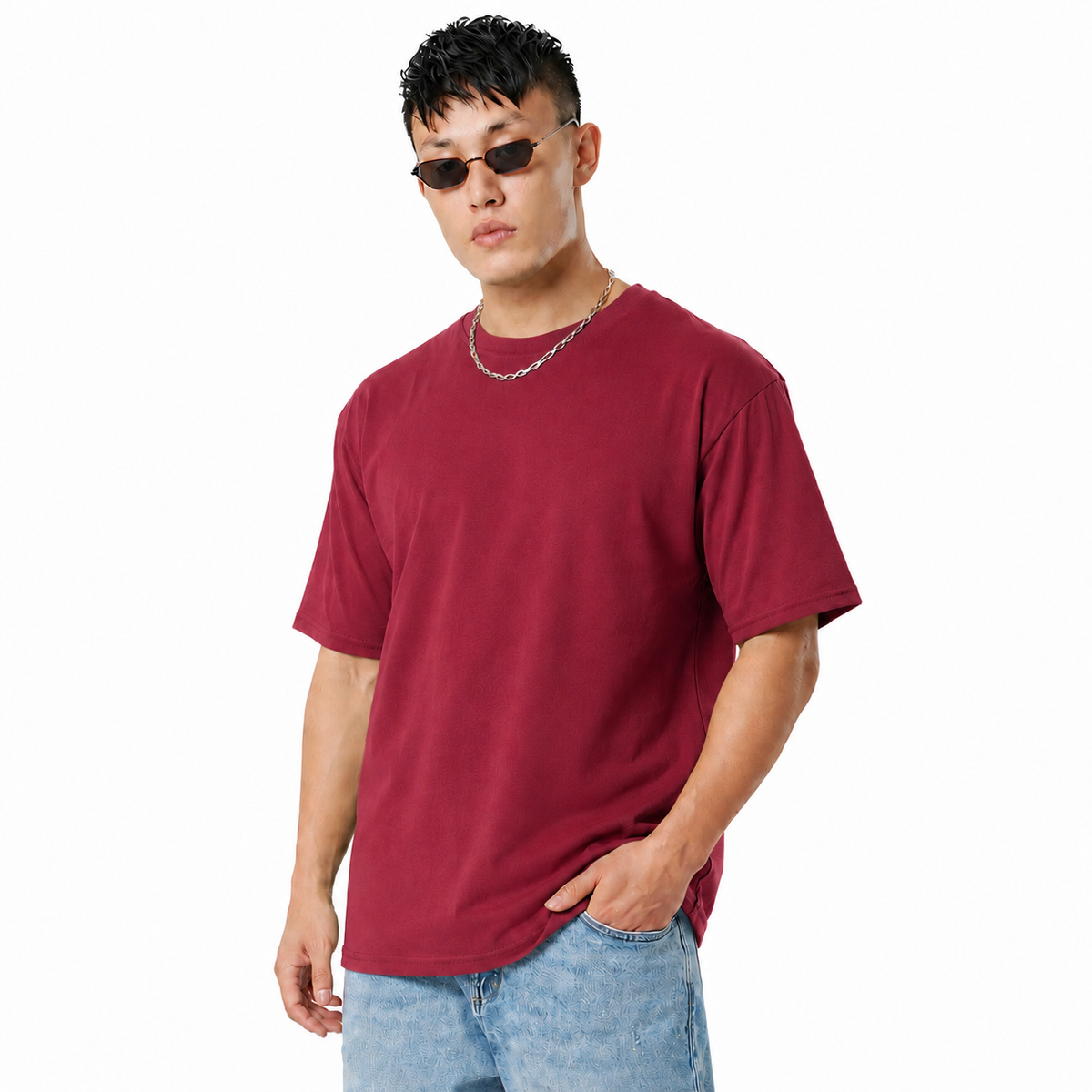 Pack of 2 plain tshirt (Off white & Maroon)