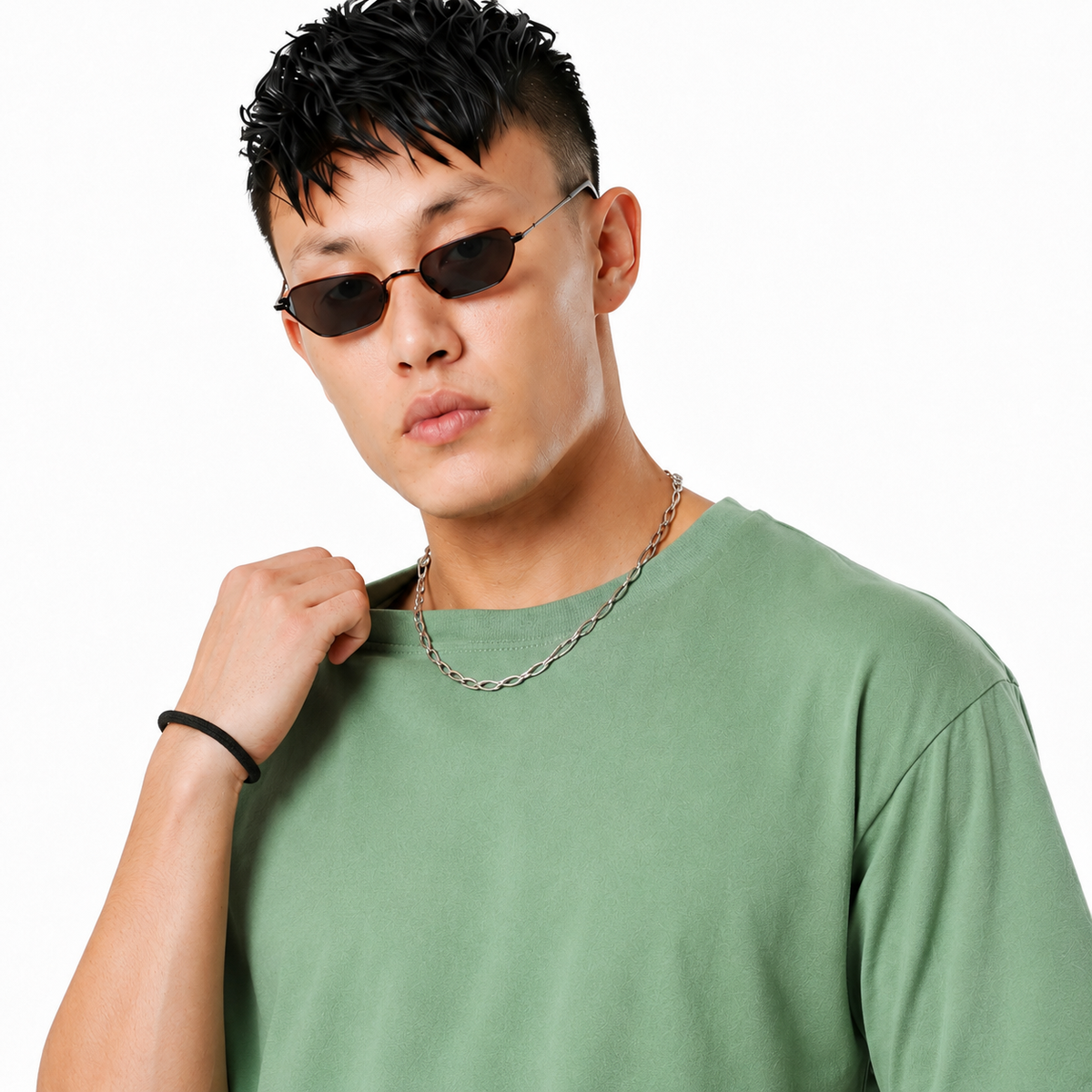 Pack of 2 Plain Tshirt  (Off white & Pista)