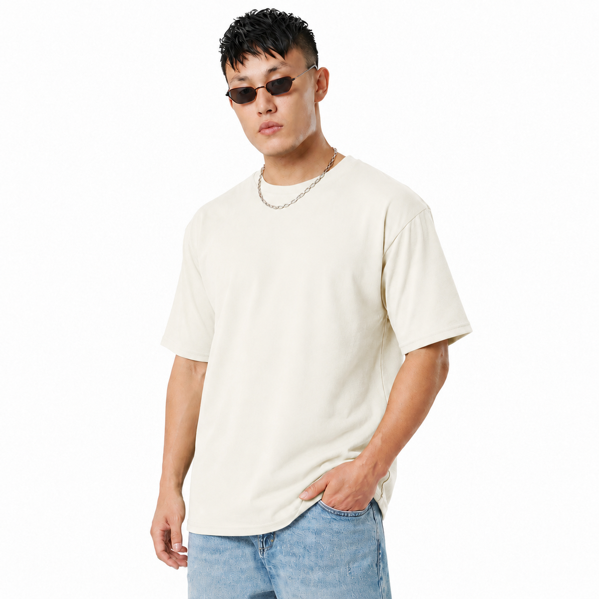 Pack of 2 Solid Tshirt  (Off white & Pista)