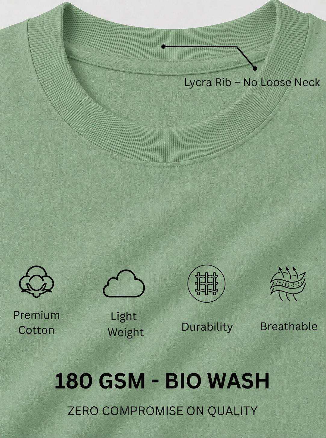Pack of 2 Plain Tshirt  (Off white & Pista)