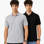 Pack Of 2 Polo-(Black & Light Grey)