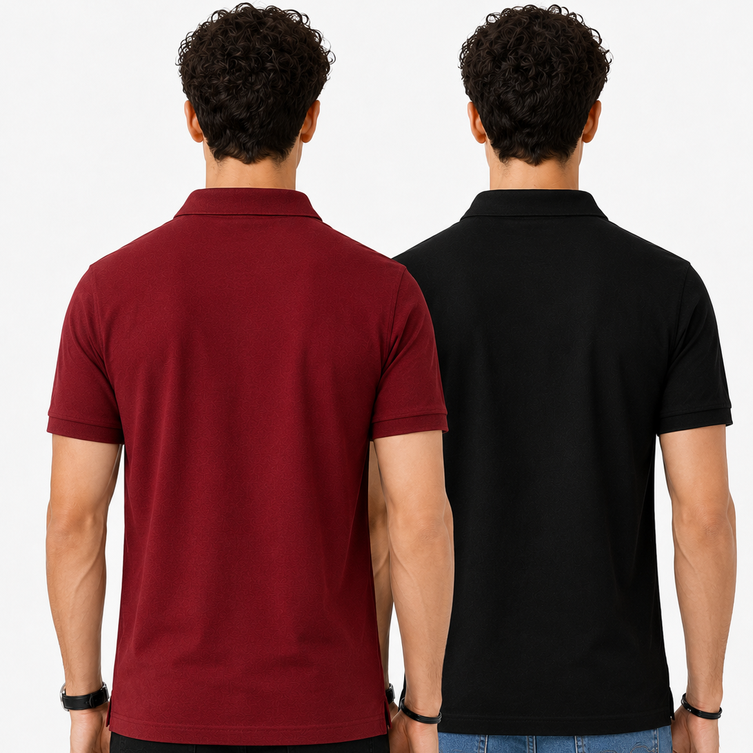Pack of 2 Polo  (Maroon & Black)