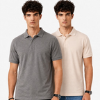 Pack of 2 Polo Tshirts (Off White & Dark Grey)