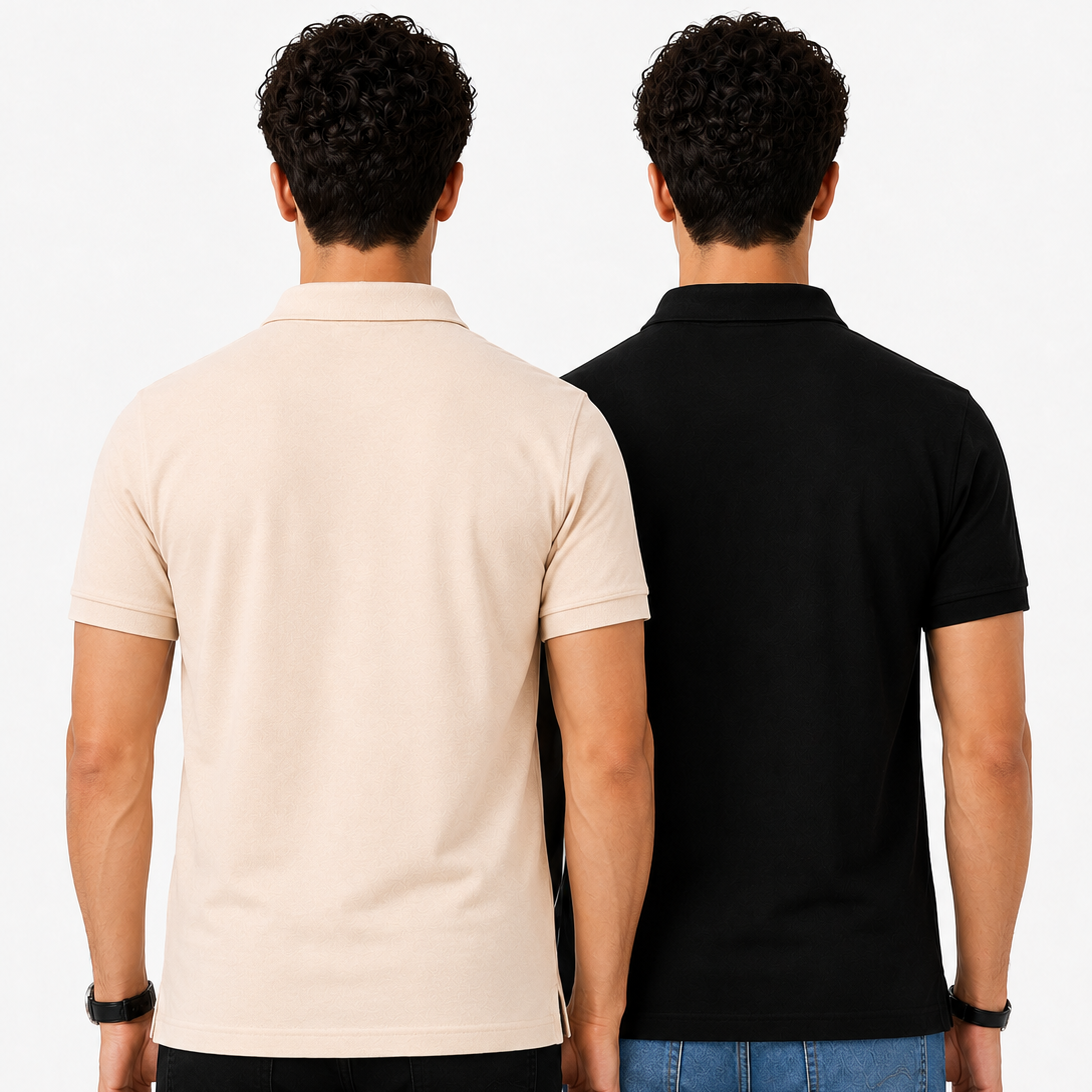 Pack of 2 Polo - (Black & Off White) - Deal