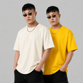 Pack of 2 Solid Tshirt (Yellow & Off white)