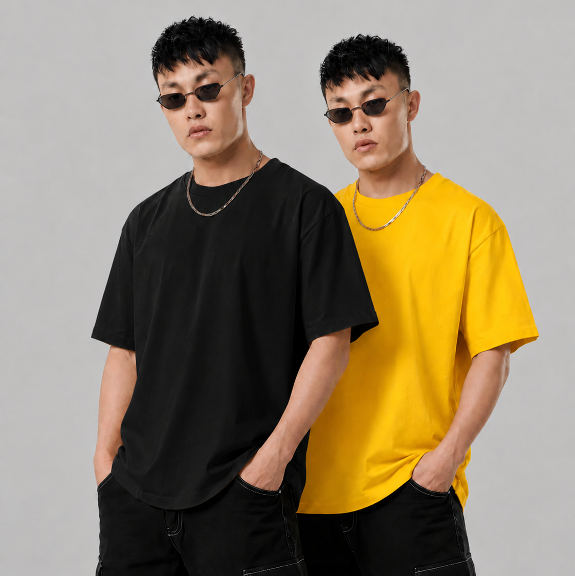 Pack of 2 solid tshirt (Yellow & Black)