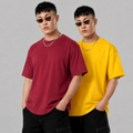 Pack of 2 Solid tshirts (Yellow & Maroon)