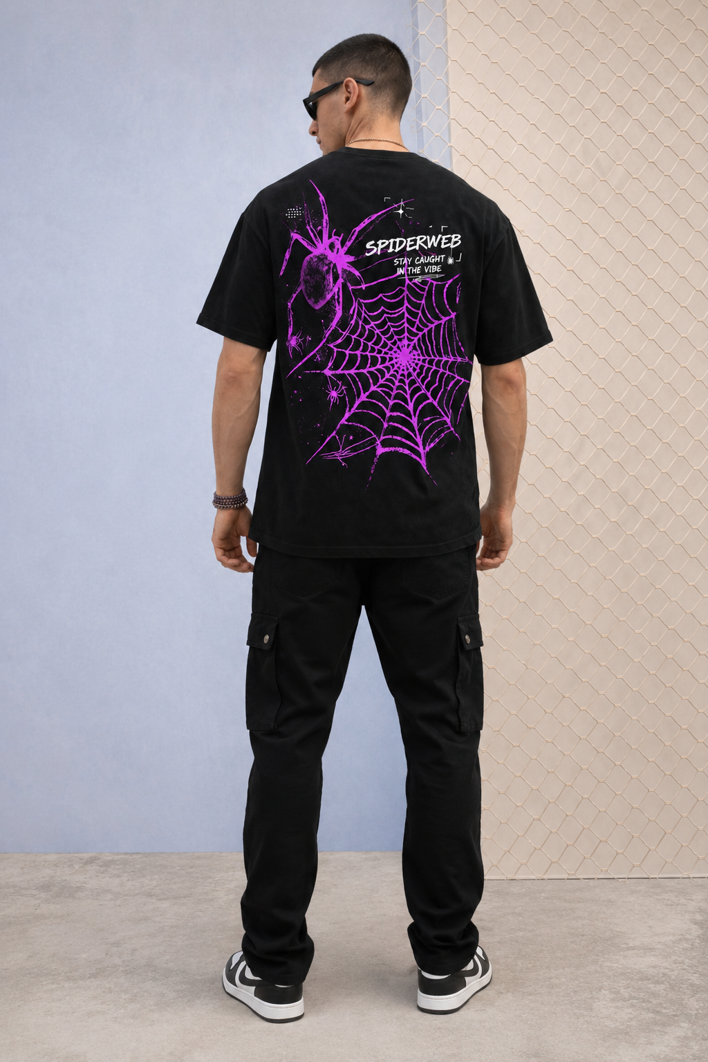 CRAZYBEE <> Black Tshirt -Purple_SpiderWeb
