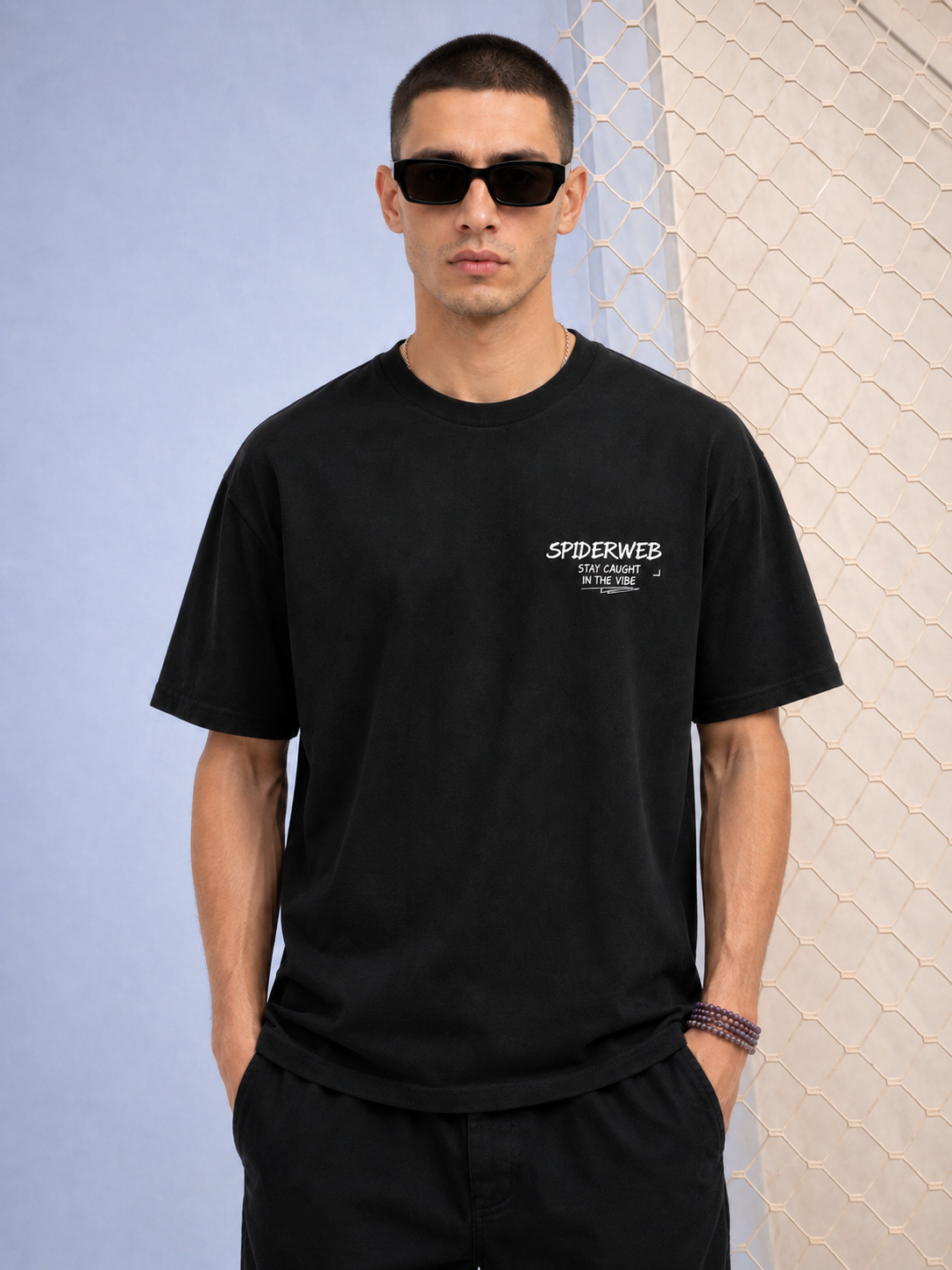 CRAZYBEE <> Black Tshirt -Purple_SpiderWeb