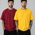 Pack of 2 Plain tshirts (Yellow & Maroon)