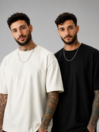 Pack of 2 Plain Tshirt (Off white & Black)