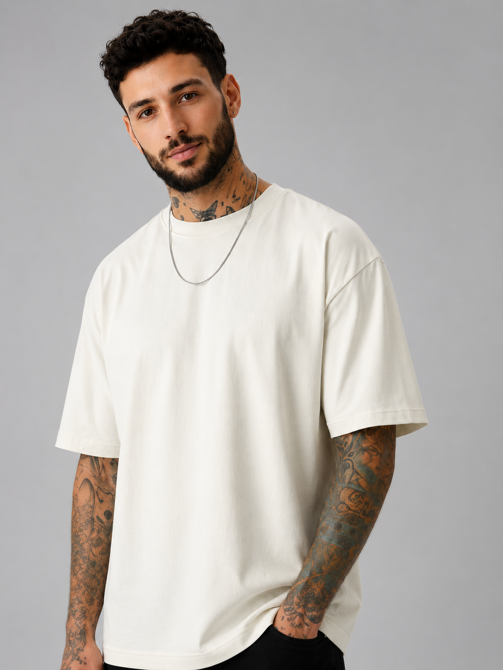 Pack of 2 Plain Tshirt (Off white & Black)