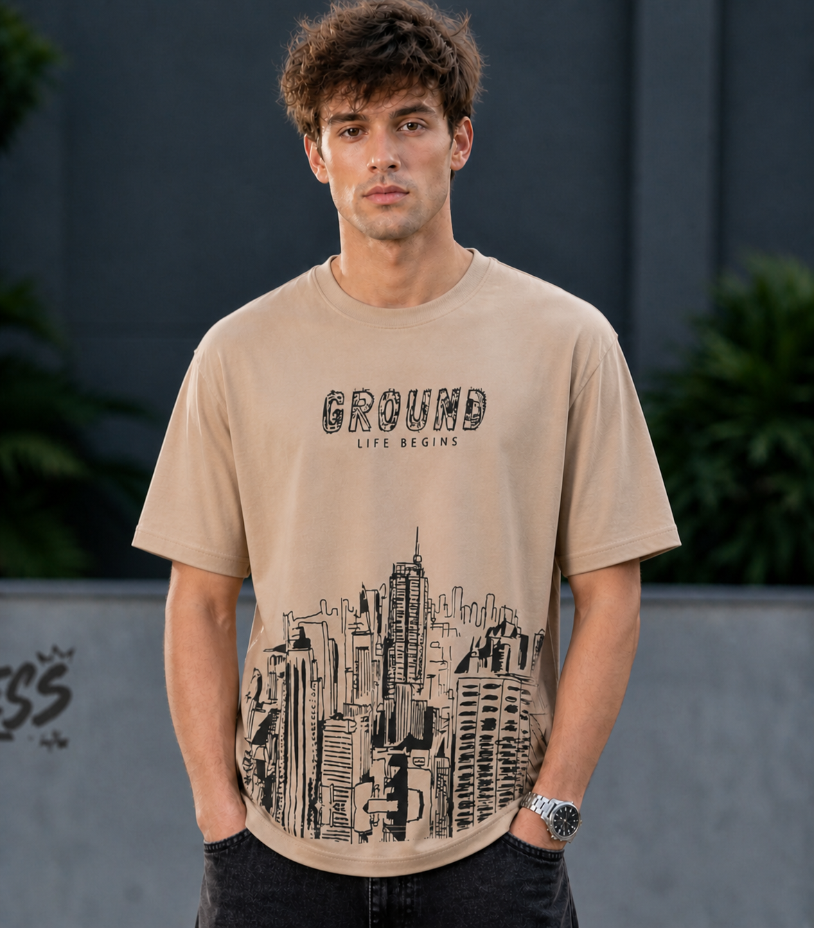 tshirt for men Beige _Ground