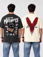 Pack Of 2 Tshirt {Grey Madness & Off_Paradise} - Deal