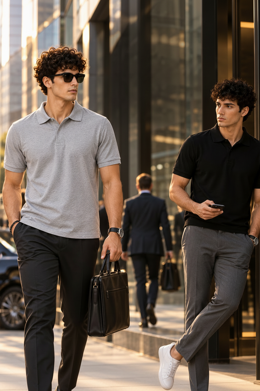 Pack Of 2 Polo-(Black & Light Grey)