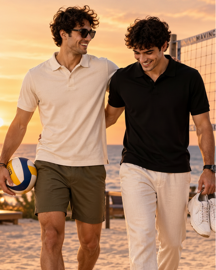 Pack of 2 Polo --- (Black & Off White)